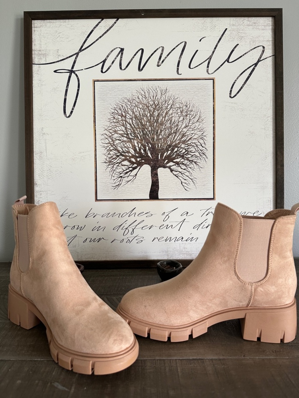 Suede Lug Booties in Camel - Women - Picture 4 of 5